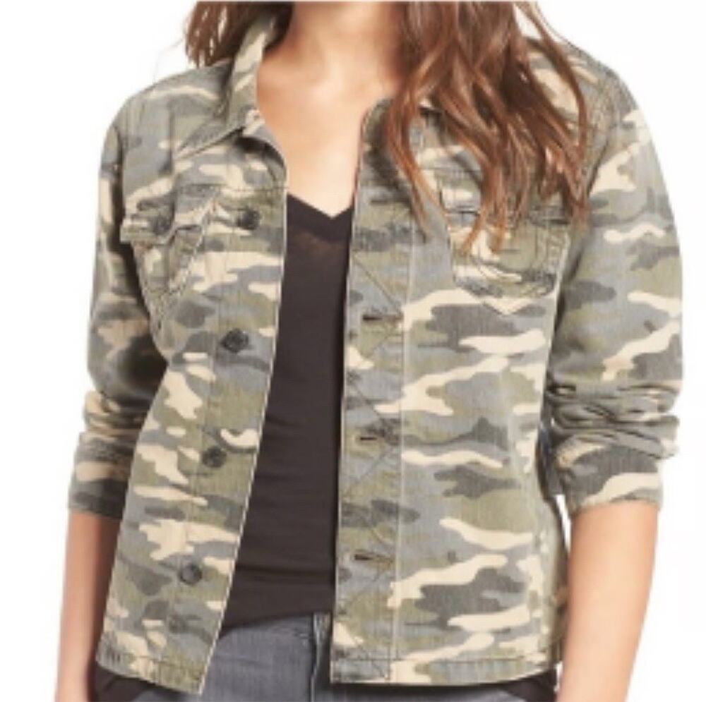 True Religion Women's Camo Military Utility Jacket Green Camouflage - Size L